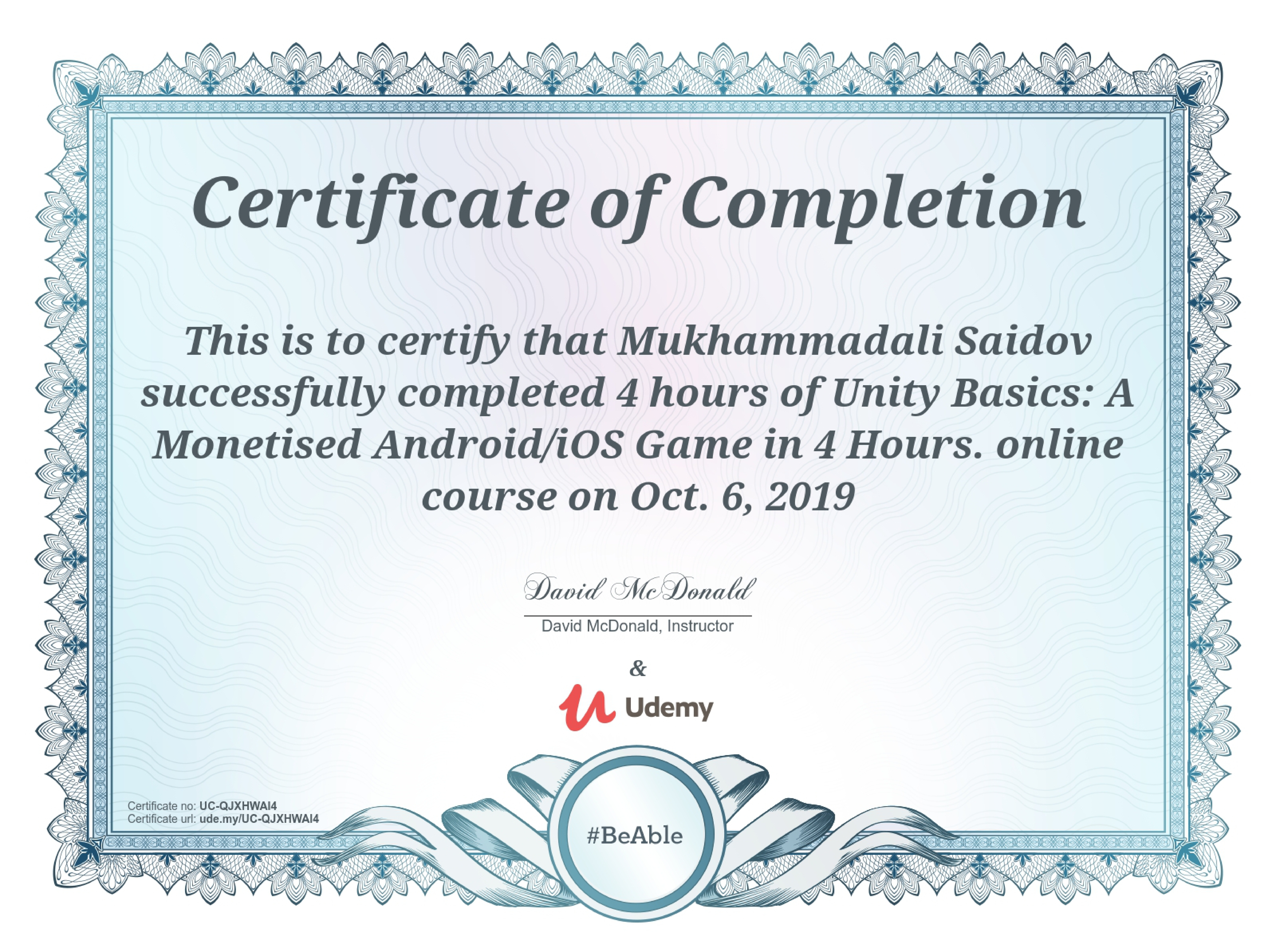 certificate